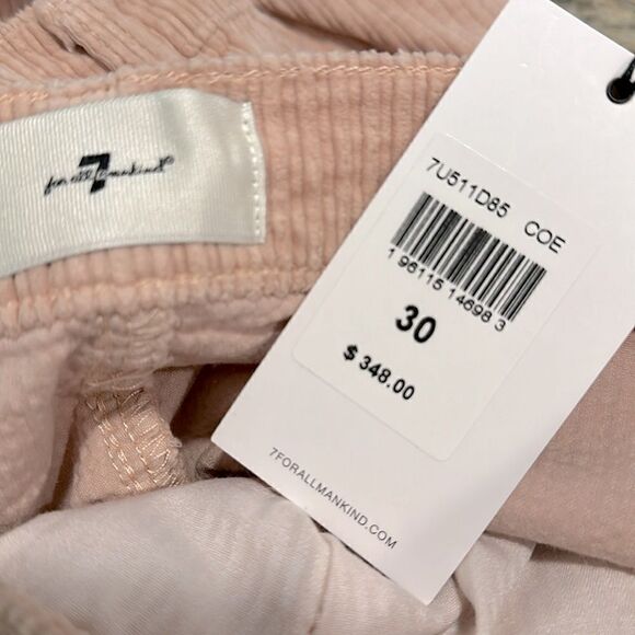 7 for All Mankind Corduroy Wide Leg Easy Trouser in Cameo Rose, size 30 NWT - Picture 7 of 8
